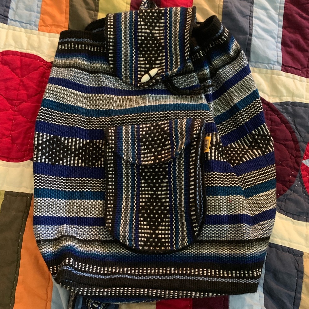 Woven drawstring backpack
